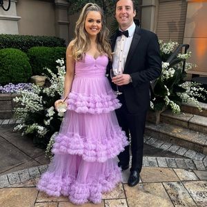 Mac Duggal purple tiered tulle gown!